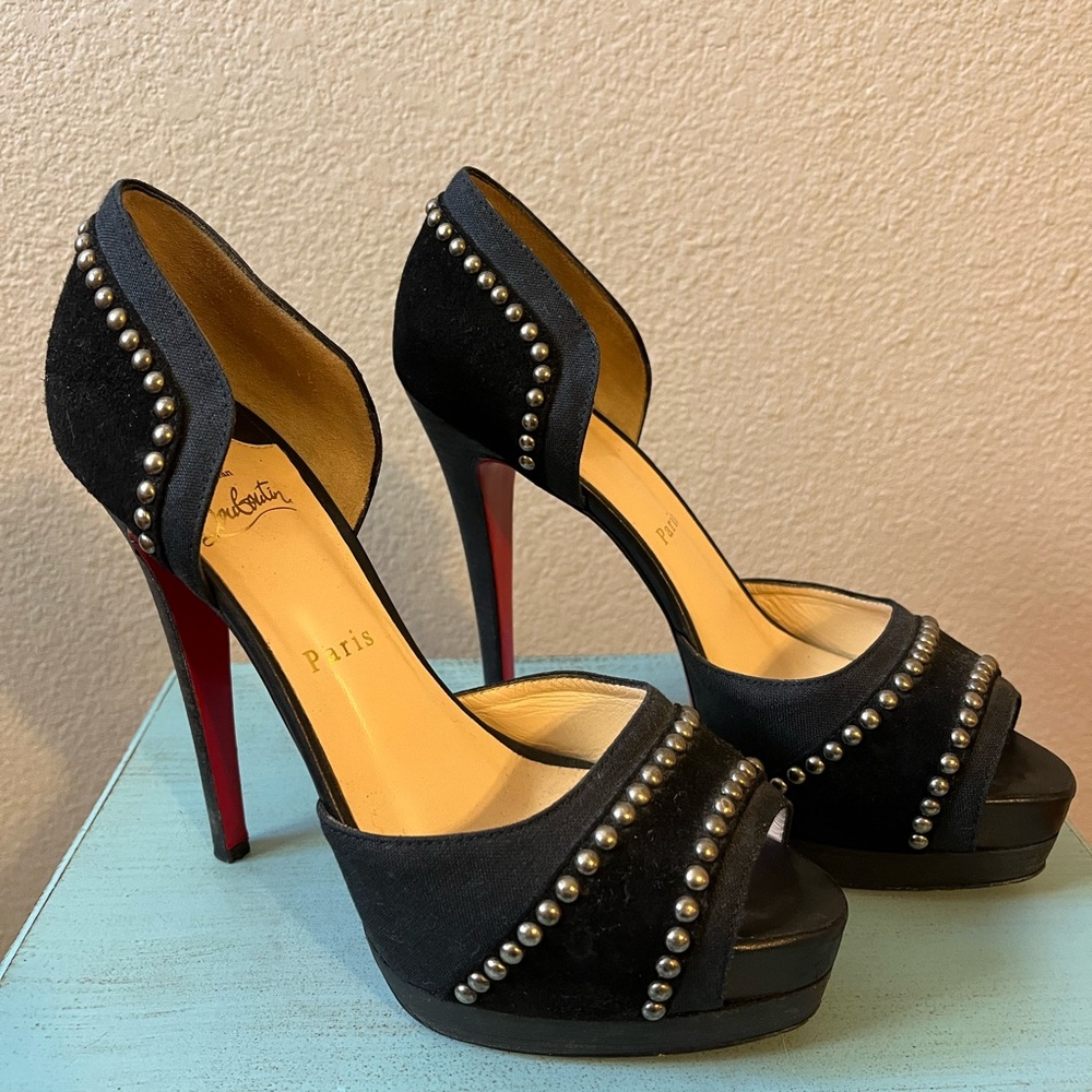 Christian Louboutin Black Peep Toe Heels